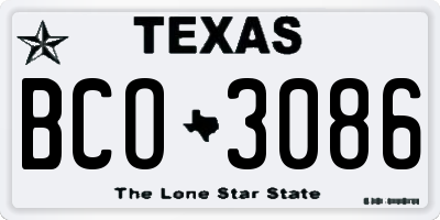 TX license plate BCO3086