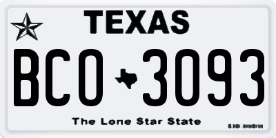 TX license plate BCO3093