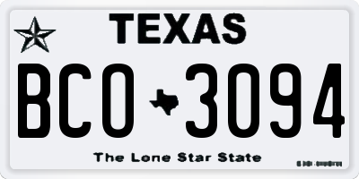 TX license plate BCO3094
