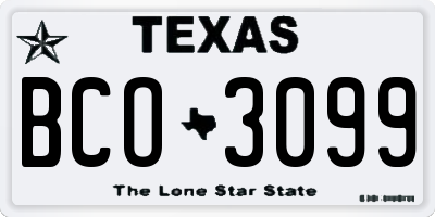 TX license plate BCO3099