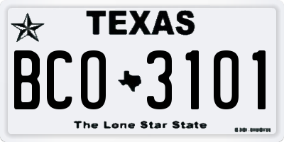 TX license plate BCO3101
