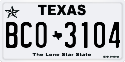 TX license plate BCO3104