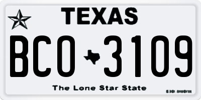 TX license plate BCO3109