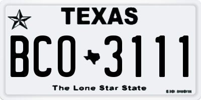 TX license plate BCO3111