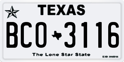TX license plate BCO3116