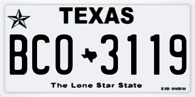 TX license plate BCO3119