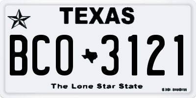 TX license plate BCO3121