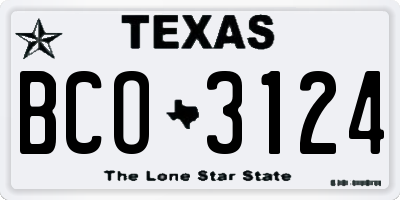 TX license plate BCO3124