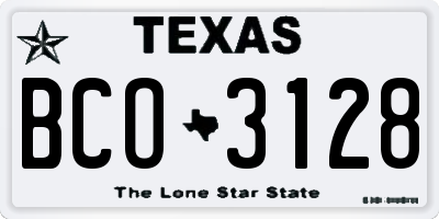 TX license plate BCO3128