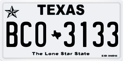 TX license plate BCO3133