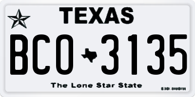 TX license plate BCO3135