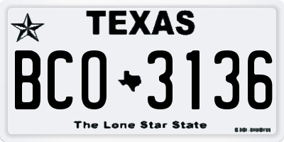 TX license plate BCO3136