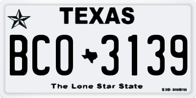 TX license plate BCO3139