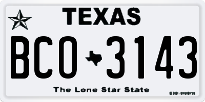 TX license plate BCO3143