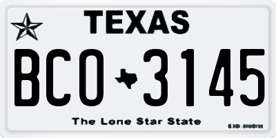 TX license plate BCO3145