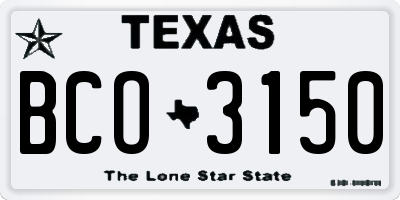 TX license plate BCO3150