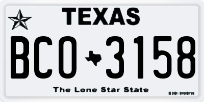 TX license plate BCO3158