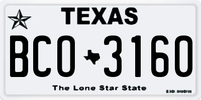 TX license plate BCO3160