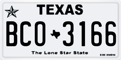 TX license plate BCO3166