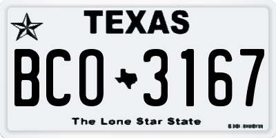 TX license plate BCO3167