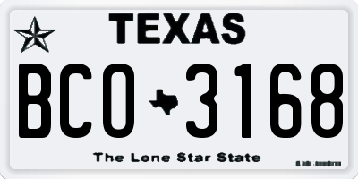 TX license plate BCO3168