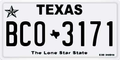 TX license plate BCO3171