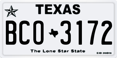 TX license plate BCO3172