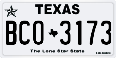 TX license plate BCO3173
