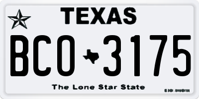 TX license plate BCO3175