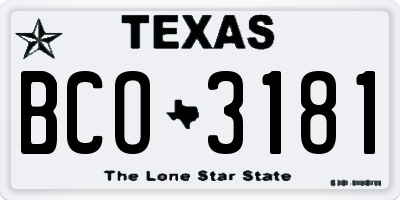 TX license plate BCO3181