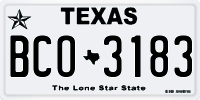 TX license plate BCO3183