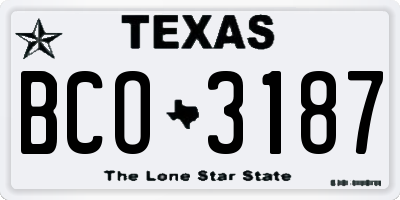 TX license plate BCO3187