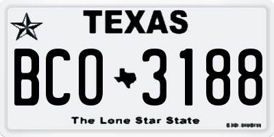 TX license plate BCO3188