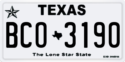 TX license plate BCO3190