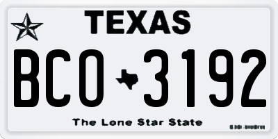 TX license plate BCO3192