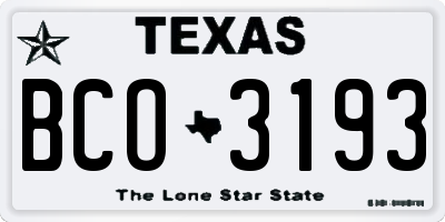TX license plate BCO3193