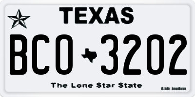 TX license plate BCO3202