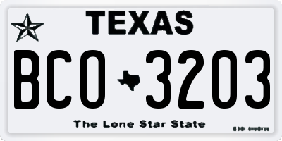TX license plate BCO3203
