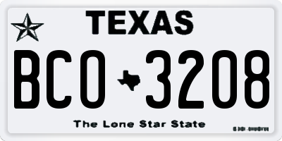 TX license plate BCO3208