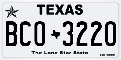 TX license plate BCO3220
