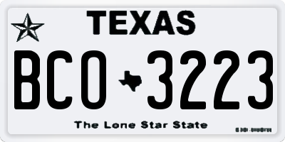 TX license plate BCO3223