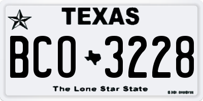 TX license plate BCO3228
