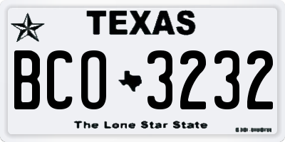 TX license plate BCO3232