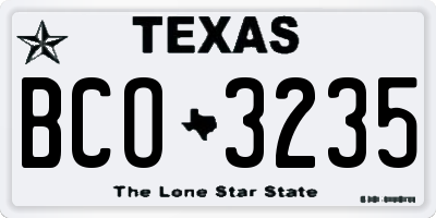 TX license plate BCO3235