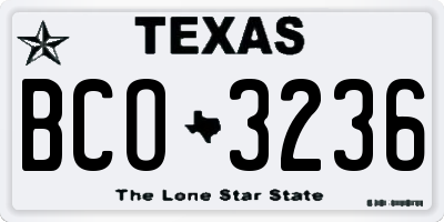 TX license plate BCO3236