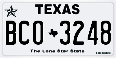 TX license plate BCO3248