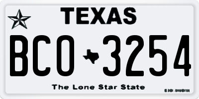 TX license plate BCO3254