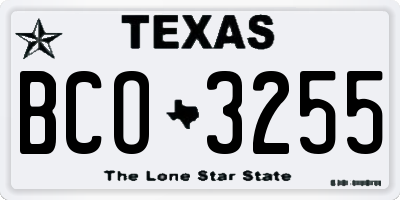 TX license plate BCO3255