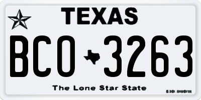 TX license plate BCO3263