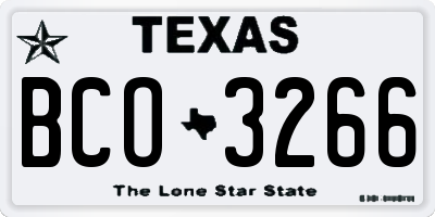 TX license plate BCO3266